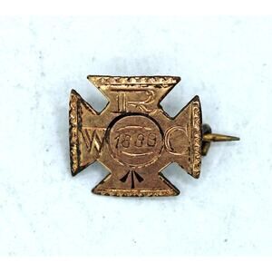 Antique 1883 Women's Relief Corps Gold Filled Small Cross Pin